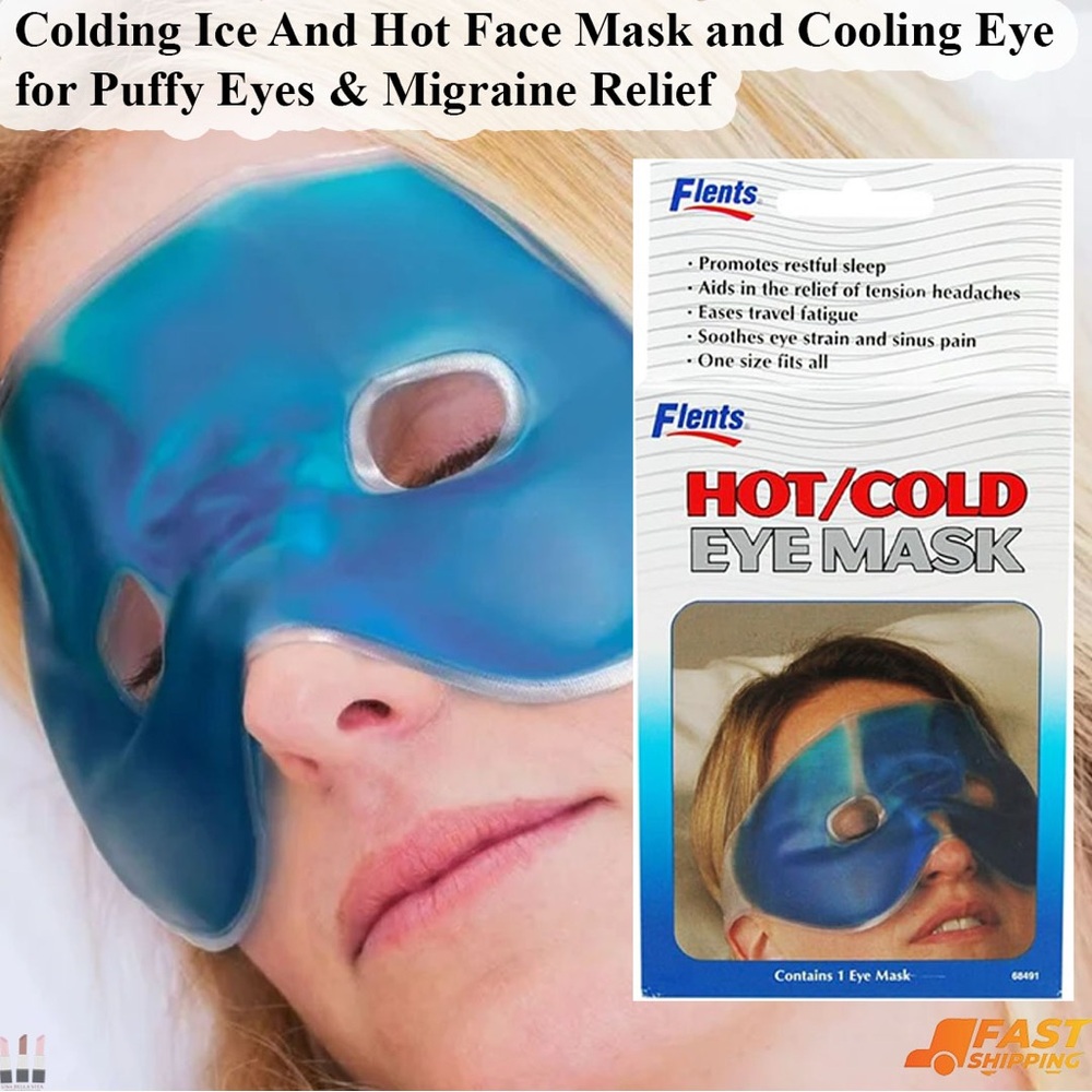 Blue Hot/Cold Eye Mask for Puffy Eyes & Migraine Relief